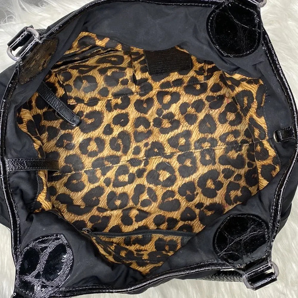 Brighton Black Nylon Shoulder Bag With Silver Buckle Leather Trim and Detail - Picture 8 of 12